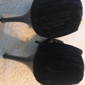 Pair of black suede pumps by Joey.